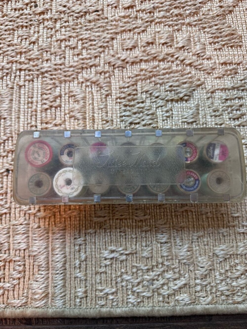 Vintage 14 Spool Tidee Maid Thread Box Holder Sewing Notions Estate 1940s Era